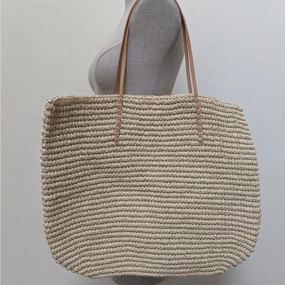 MERONA Beach Straw Tote Bag NWT Natural/Metallic D32 - Picture 1 of 9